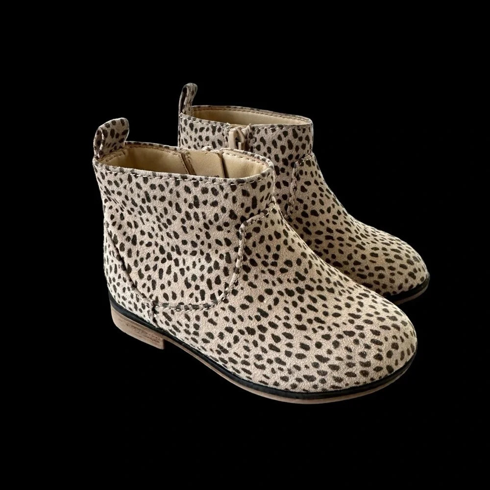 Cat & Jack Baby Girls size 6 Animal Print Zip Up Boots Booties Cheetah Brown